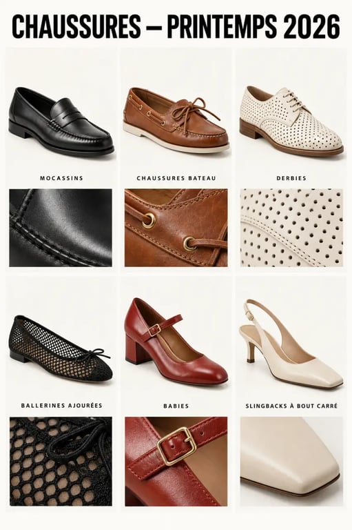 Chaussures femme printemps 2026 : mocassins, ballerines, babies et slingbacks
