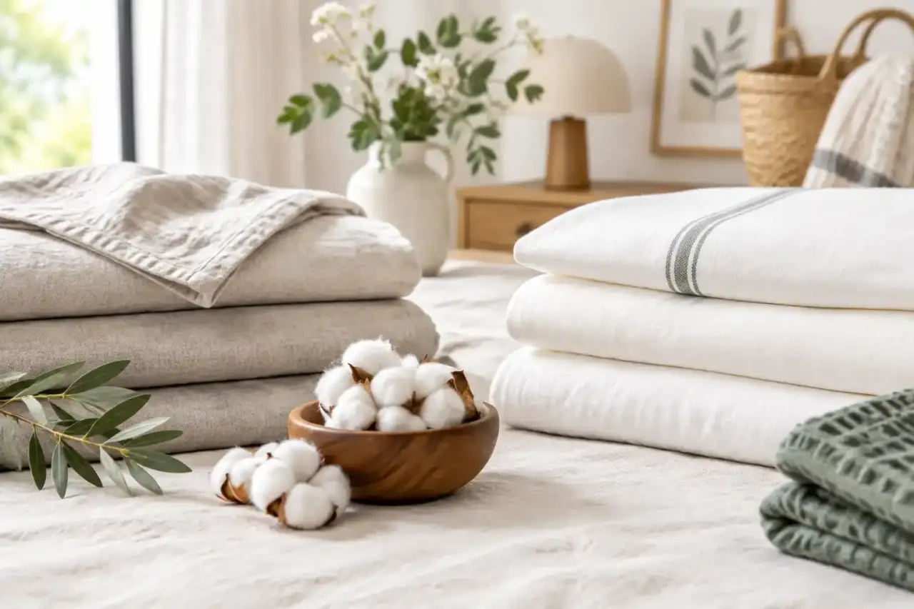 Linge de lit élégant en matières naturelles