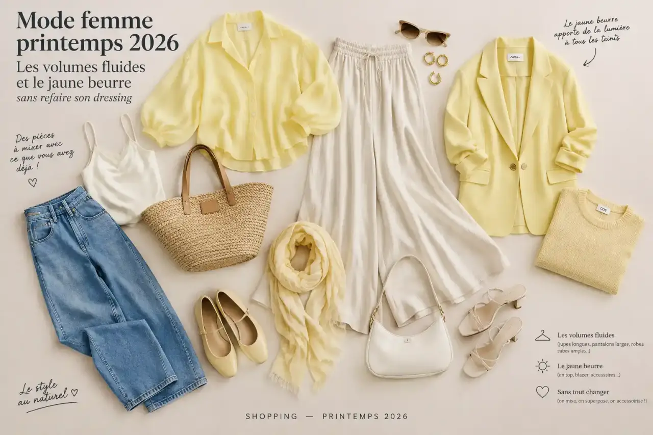Mode femme printemps 2026 : les volumes fluides et le jaune beurre sans refaire son dressing