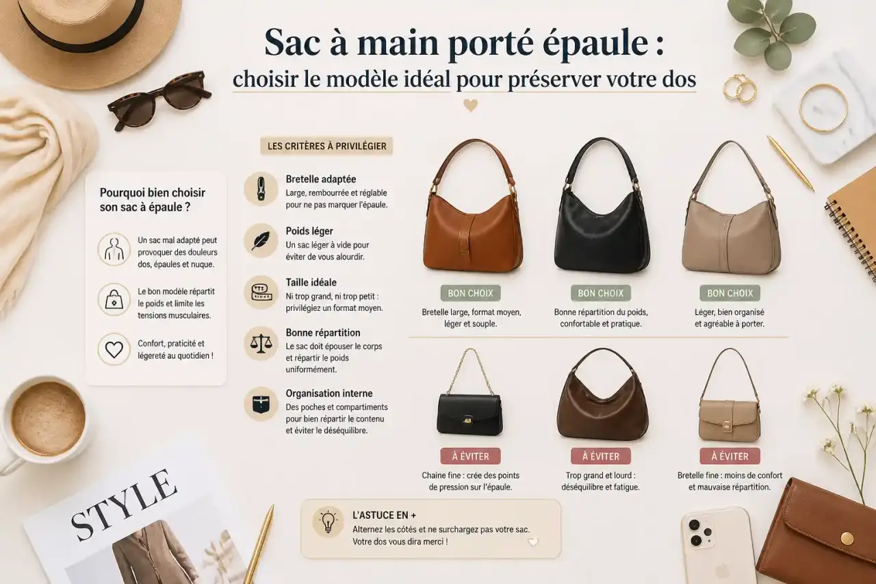 Sac à main porté épaule : choisir le modèle idéal pour préserver votre dos