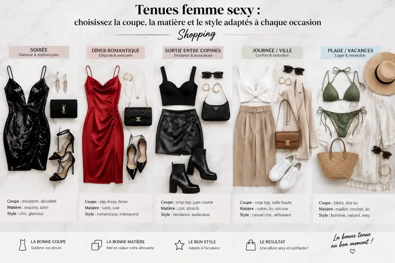 Tenues femme sexy : choisissez la coupe, la matière et le style adaptés à chaque occasion